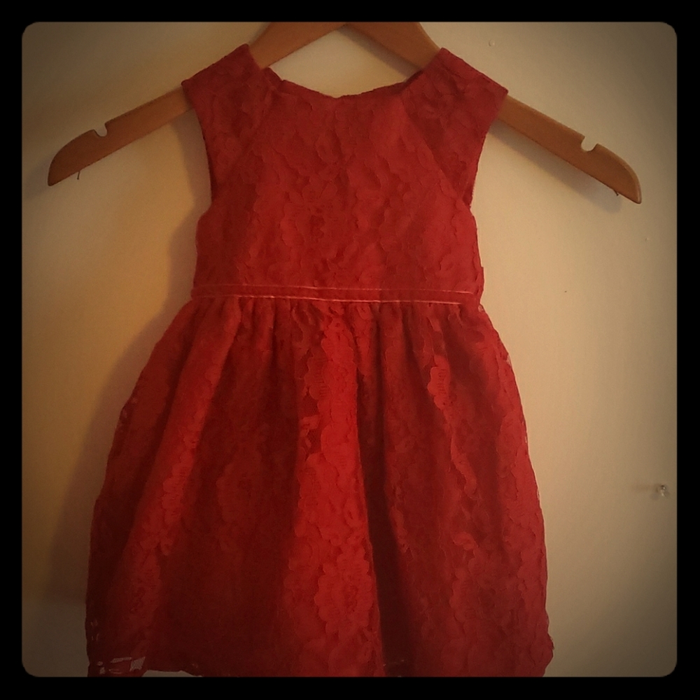 Red Floral lace dress girls 12M